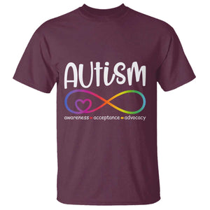 Autism Acceptance T Shirt Neurodivergent Support Infinity Symbol TS14 Maroon Print Your Wear