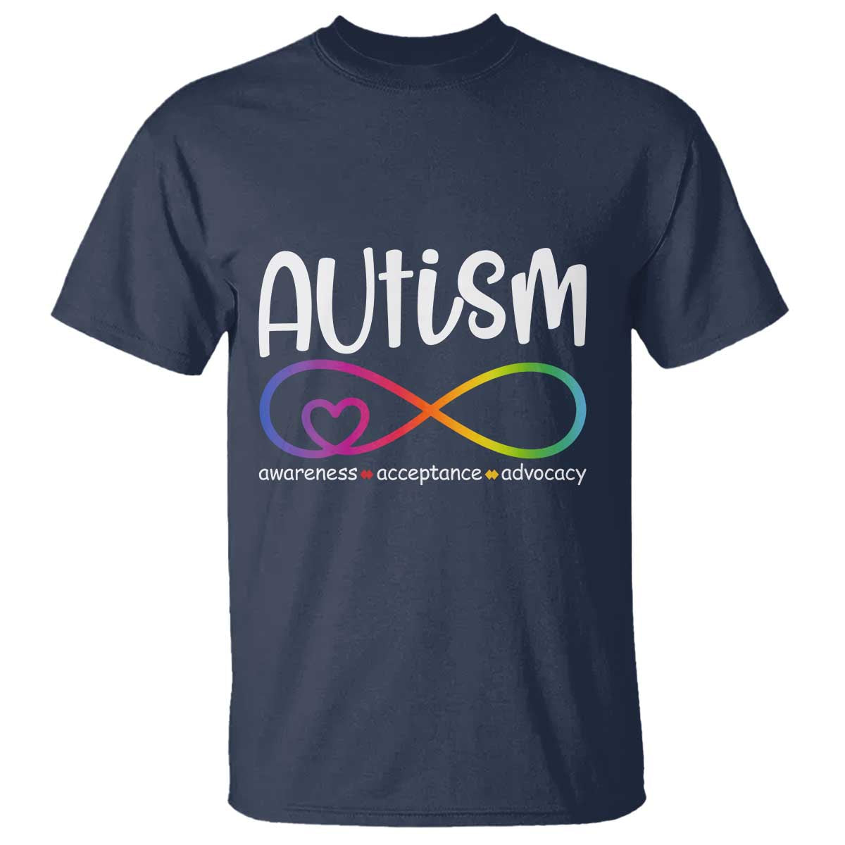 Autism Acceptance T Shirt Neurodivergent Support Infinity Symbol TS14 Navy Print Your Wear
