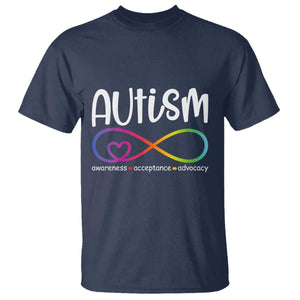 Autism Acceptance T Shirt Neurodivergent Support Infinity Symbol TS14 Navy Print Your Wear