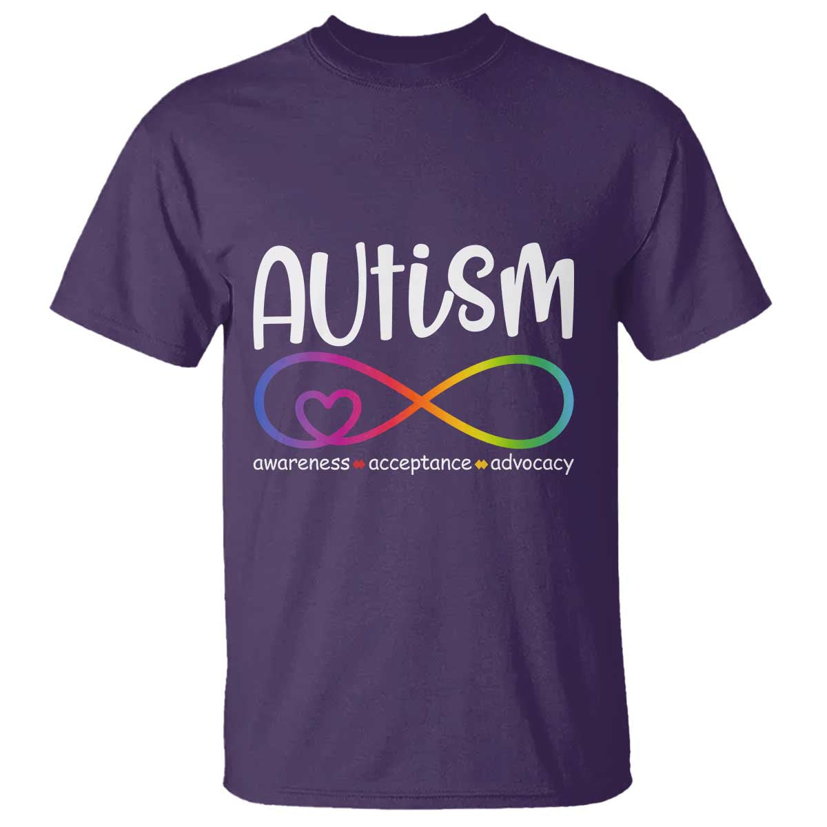 Autism Acceptance T Shirt Neurodivergent Support Infinity Symbol TS14 Purple Print Your Wear