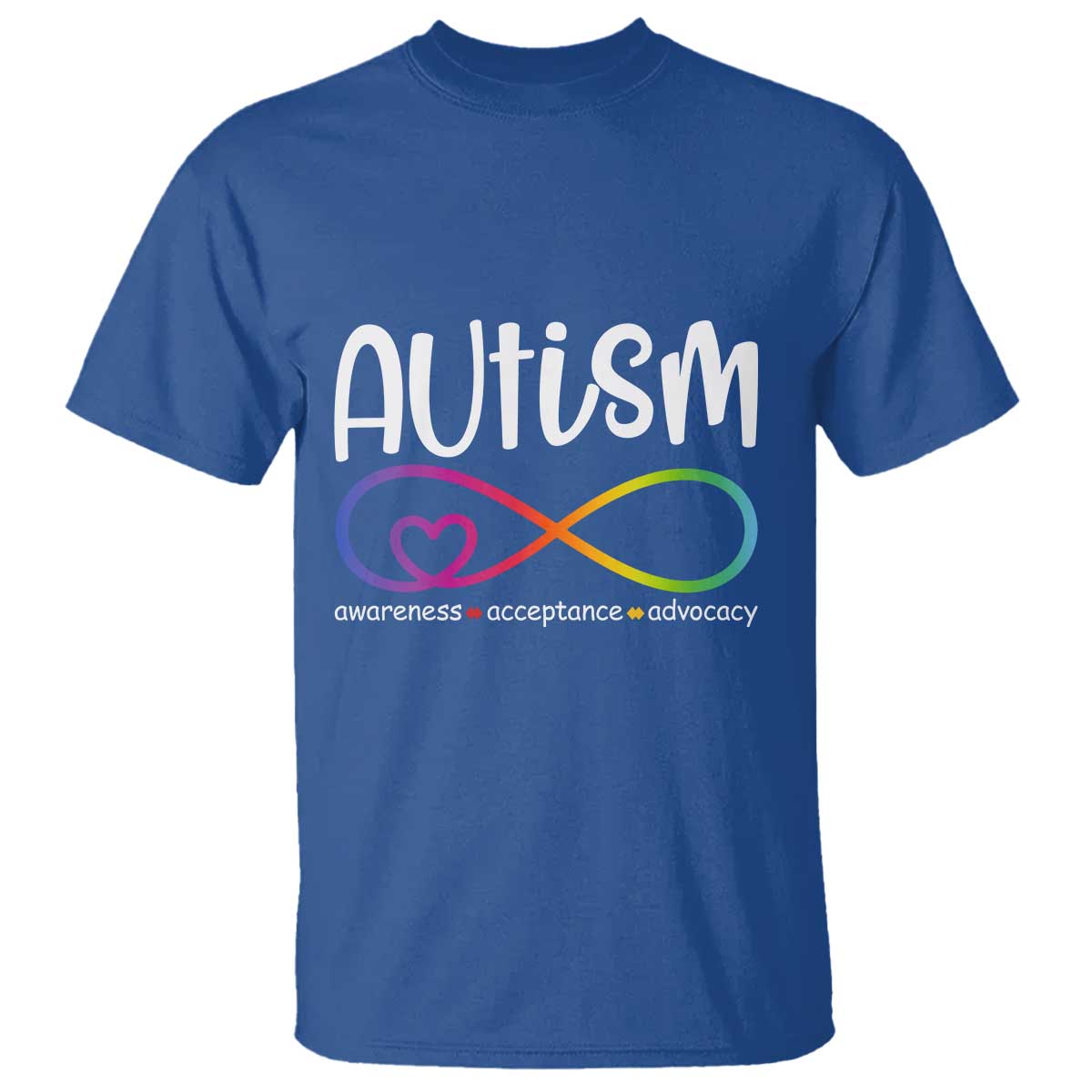 Autism Acceptance T Shirt Neurodivergent Support Infinity Symbol TS14 Royal Blue Print Your Wear