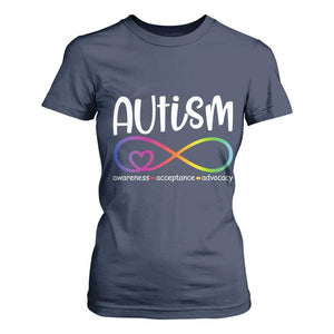 Autism Acceptance T Shirt For Women - Neurodivergent Support Infinity Symbol TS14 Navy Print Your Wear