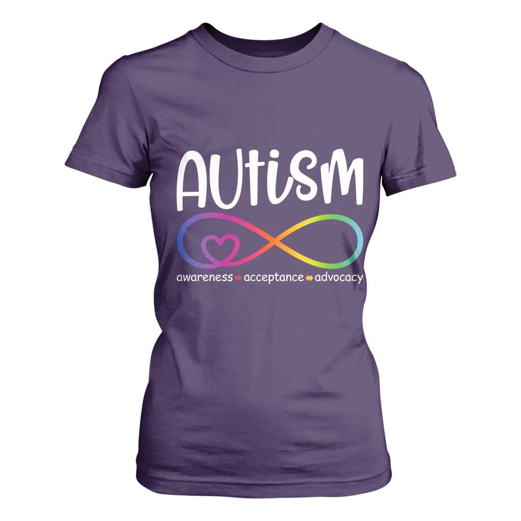 Autism Acceptance T Shirt For Women - Neurodivergent Support Infinity Symbol TS14 Purple Print Your Wear