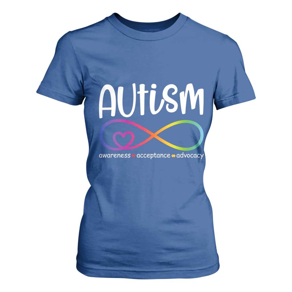 Autism Acceptance T Shirt For Women - Neurodivergent Support Infinity Symbol TS14 Royal Blue Print Your Wear