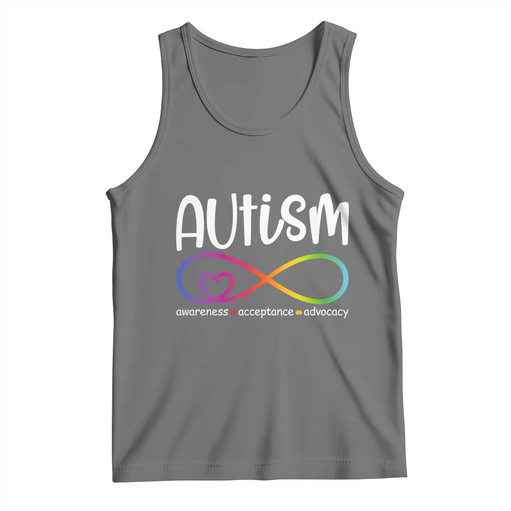 Autism Acceptance Tank Top Neurodivergent Support Infinity Symbol TS14 Black Heather Print Your Wear