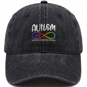 Autism Acceptance Washed Cotton Baseball Cap Neurodivergent Support Infinity Symbol TS14 Print Your Wear