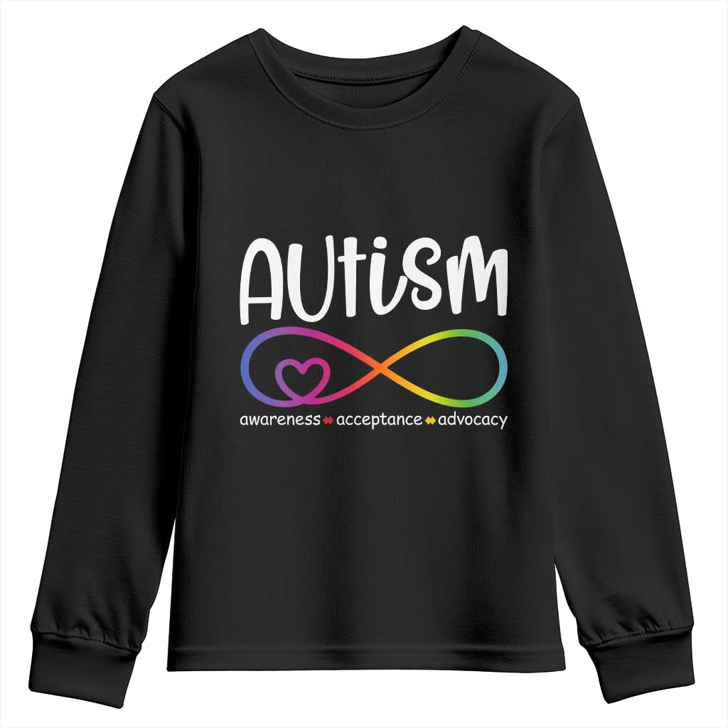 Autism Acceptance Youth Sweatshirt - Neurodivergent Support Infinity Symbol TS14 Black Print Your Wear