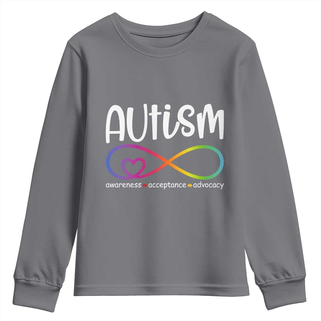Autism Acceptance Youth Sweatshirt - Neurodivergent Support Infinity Symbol TS14 Charcoal Print Your Wear