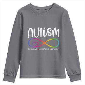Autism Acceptance Youth Sweatshirt - Neurodivergent Support Infinity Symbol TS14 Charcoal Print Your Wear