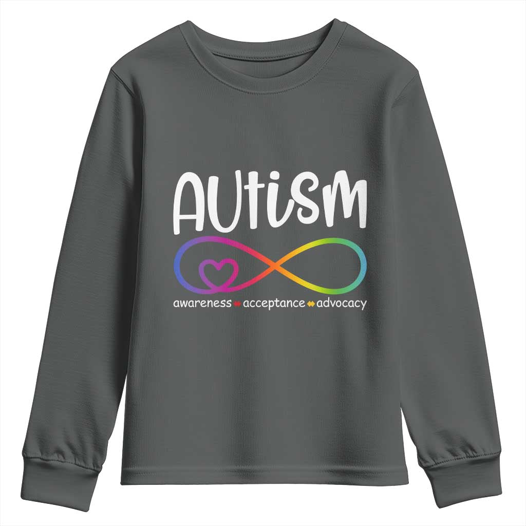Autism Acceptance Youth Sweatshirt - Neurodivergent Support Infinity Symbol TS14 Dark Heather Print Your Wear