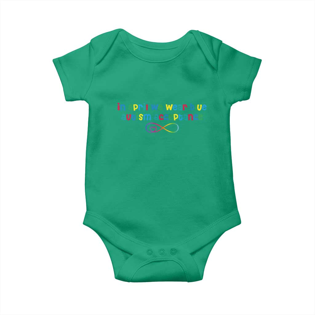 Autism Acceptance Baby Onesie Neurodivergent Support Infinity Heart Symbol TS14 Irish Green Print Your Wear