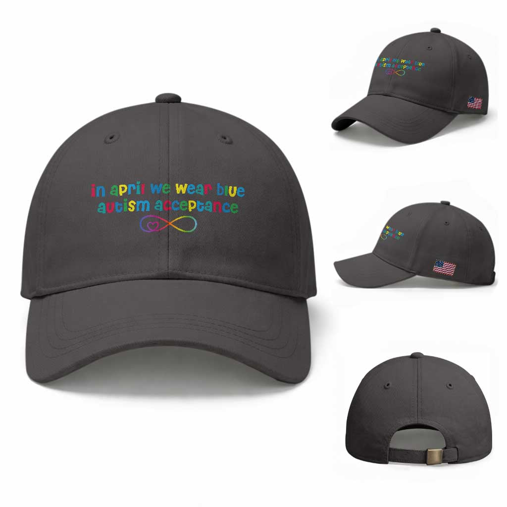 Autism Acceptance Baseball Cap Neurodivergent Support Infinity Heart Symbol TS14 Baseball Cap Universal Fit Dark Gray Print Your Wear