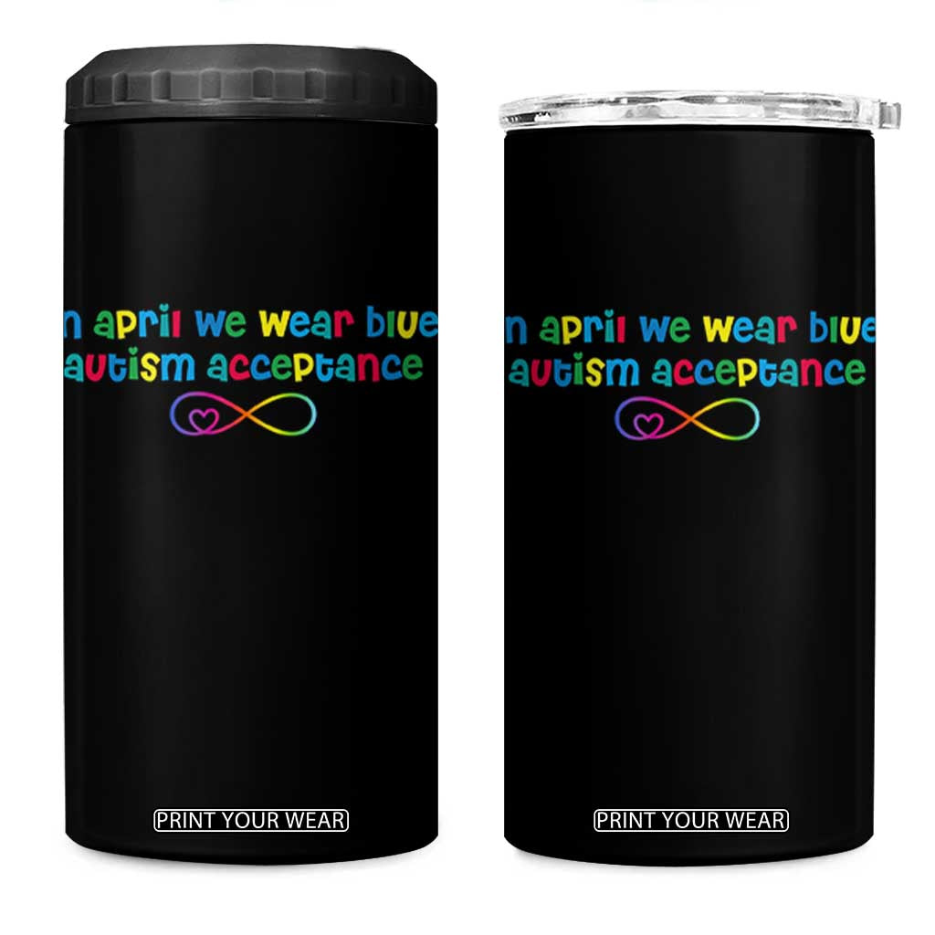 Autism Acceptance 4 in 1 Can Cooler Tumbler Neurodivergent Support Infinity Heart Symbol TS14 One Size: 16 oz Black Print Your Wear