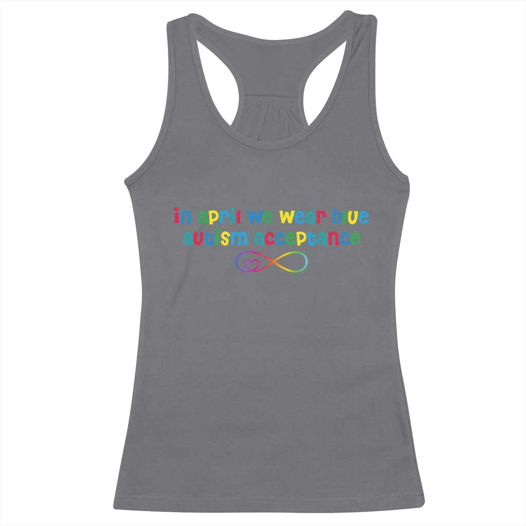 Autism Acceptance Racerback Tank Top Neurodivergent Support Infinity Heart Symbol TS14 Charcoal Print Your Wear