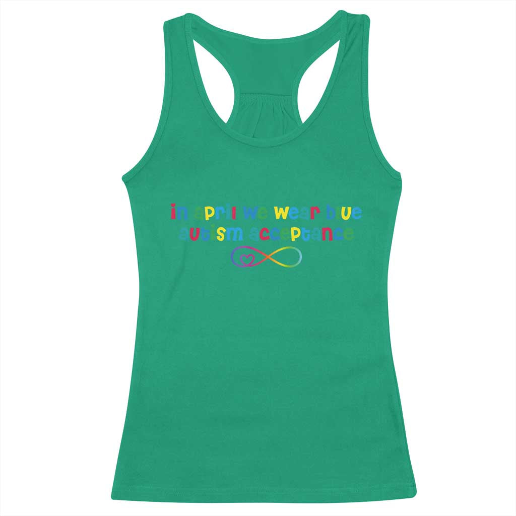 Autism Acceptance Racerback Tank Top Neurodivergent Support Infinity Heart Symbol TS14 Irish Green Print Your Wear