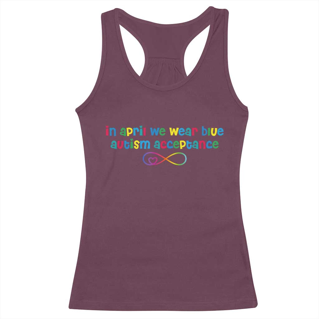 Autism Acceptance Racerback Tank Top Neurodivergent Support Infinity Heart Symbol TS14 Maroon Print Your Wear