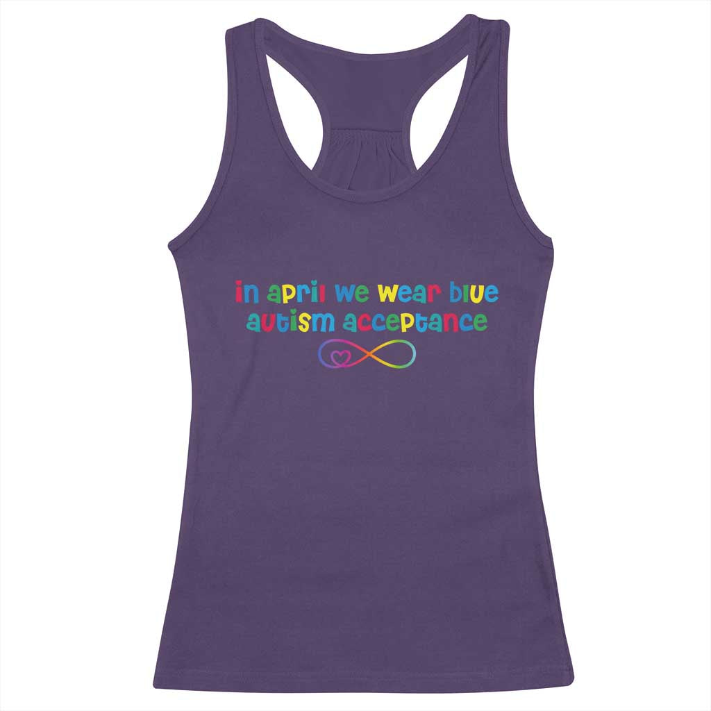 Autism Acceptance Racerback Tank Top Neurodivergent Support Infinity Heart Symbol TS14 Purple Print Your Wear