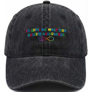 Autism Acceptance Washed Cotton Baseball Cap Neurodivergent Support Infinity Heart Symbol TS14 Print Your Wear