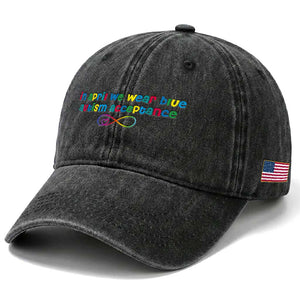 Autism Acceptance Washed Cotton Baseball Cap Neurodivergent Support Infinity Heart Symbol TS14 Print Your Wear