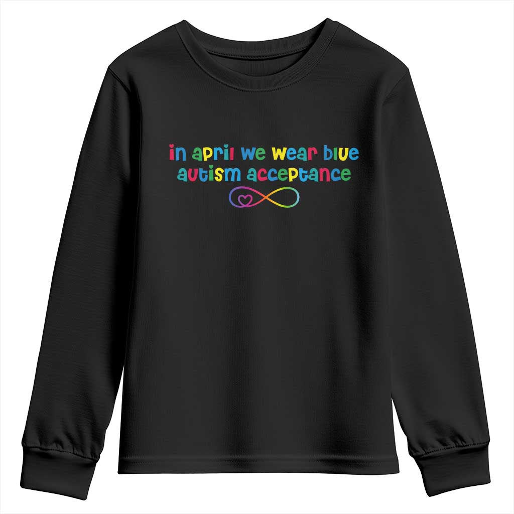 Autism Acceptance Youth Sweatshirt - Neurodivergent Support Infinity Heart Symbol TS14 Black Print Your Wear