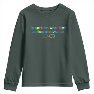 Autism Acceptance Youth Sweatshirt - Neurodivergent Support Infinity Heart Symbol TS14 Dark Forest Green Print Your Wear