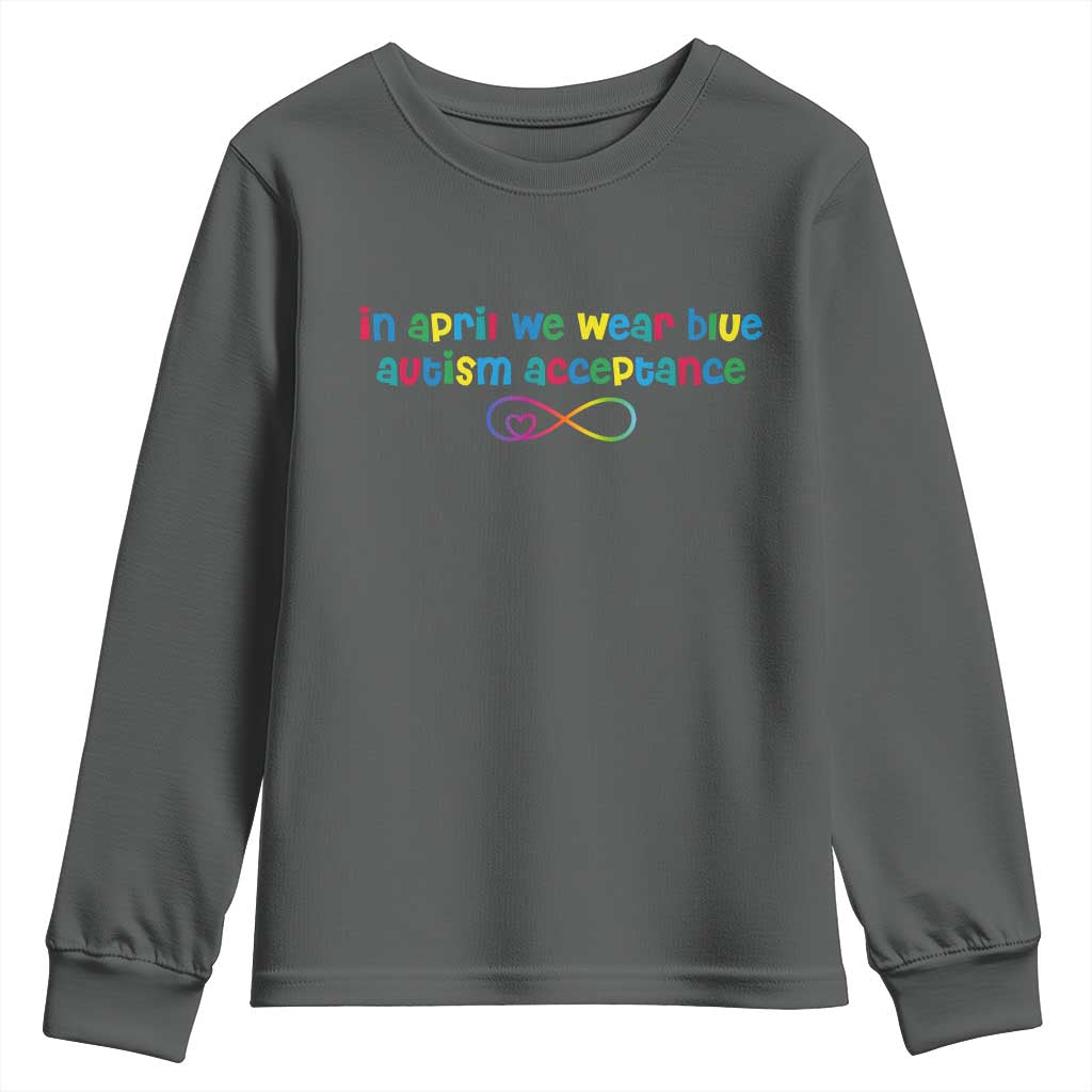 Autism Acceptance Youth Sweatshirt - Neurodivergent Support Infinity Heart Symbol TS14 Dark Heather Print Your Wear