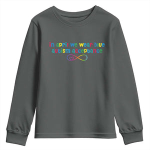 Autism Acceptance Youth Sweatshirt - Neurodivergent Support Infinity Heart Symbol TS14 Dark Heather Print Your Wear