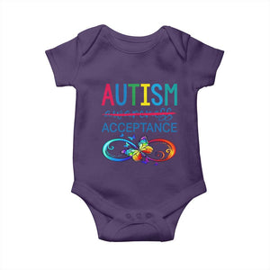 Autism Acceptance Baby Onesie Neurodivergent Support Infinity Butterfly Symbol TS14 Purple Print Your Wear