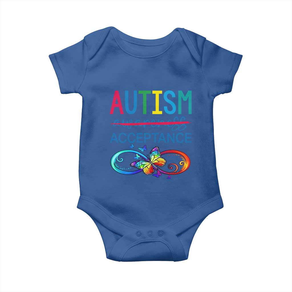 Autism Acceptance Baby Onesie Neurodivergent Support Infinity Butterfly Symbol TS14 Royal Blue Print Your Wear