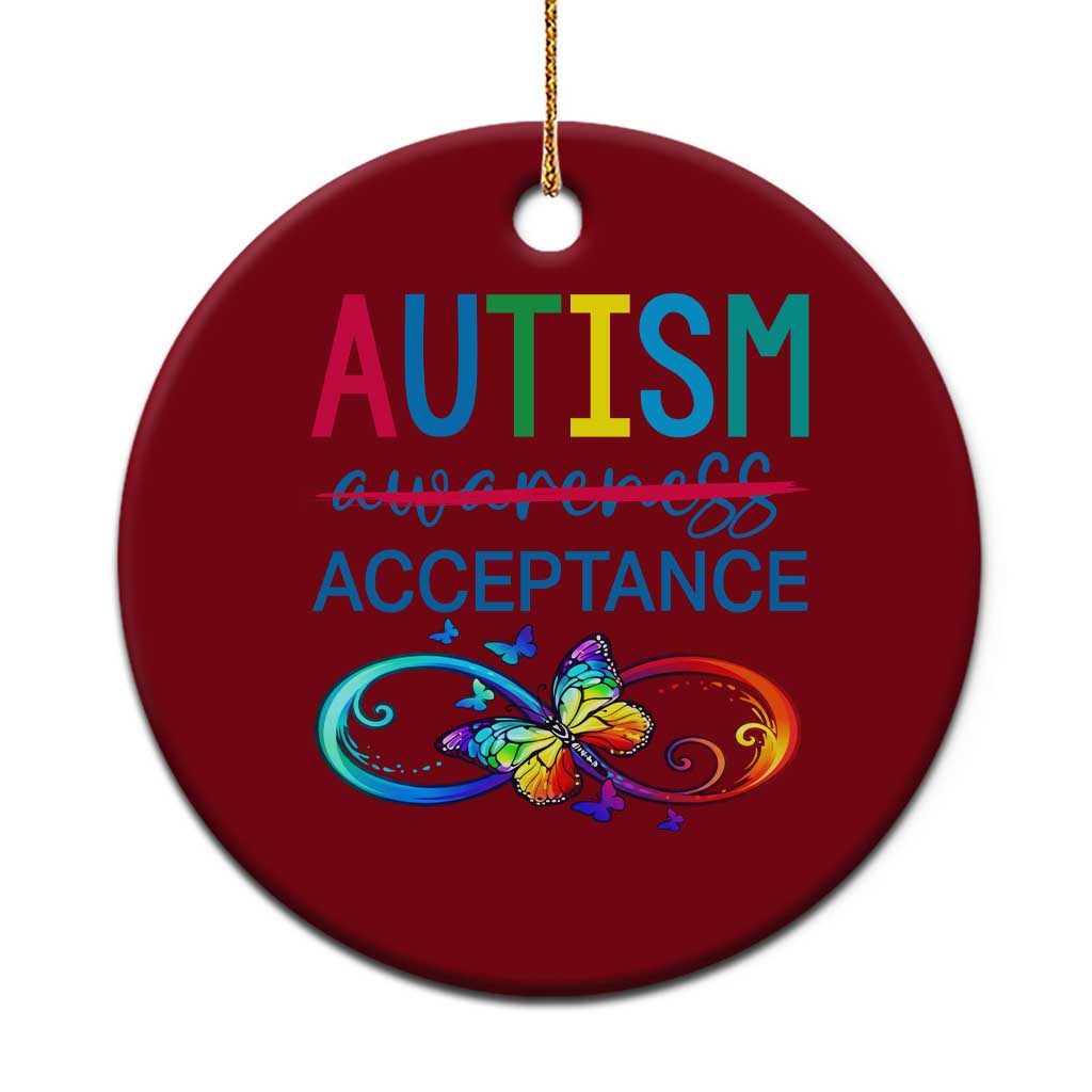 Autism Acceptance Ceramic Ornament Neurodivergent Support Infinity Butterfly Symbol TS14 1pc Red Print Your Wear