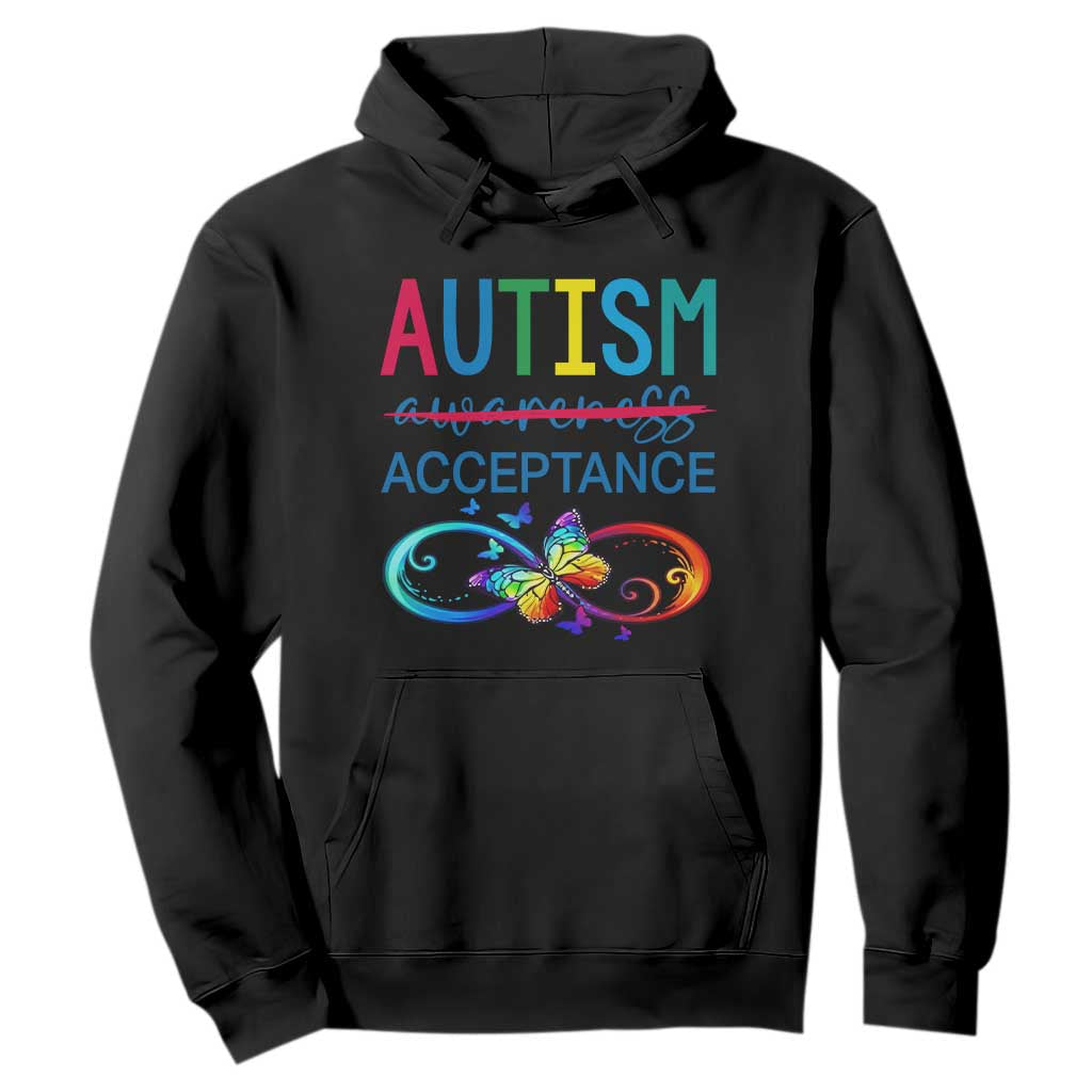 Autism Acceptance Hoodie - Neurodivergent Support Infinity Butterfly Symbol Pullover TS14 Black Print Your Wear