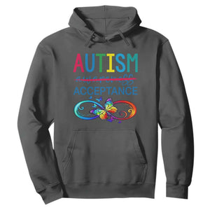 Autism Acceptance Hoodie - Neurodivergent Support Infinity Butterfly Symbol Pullover TS14 Dark Heather Print Your Wear