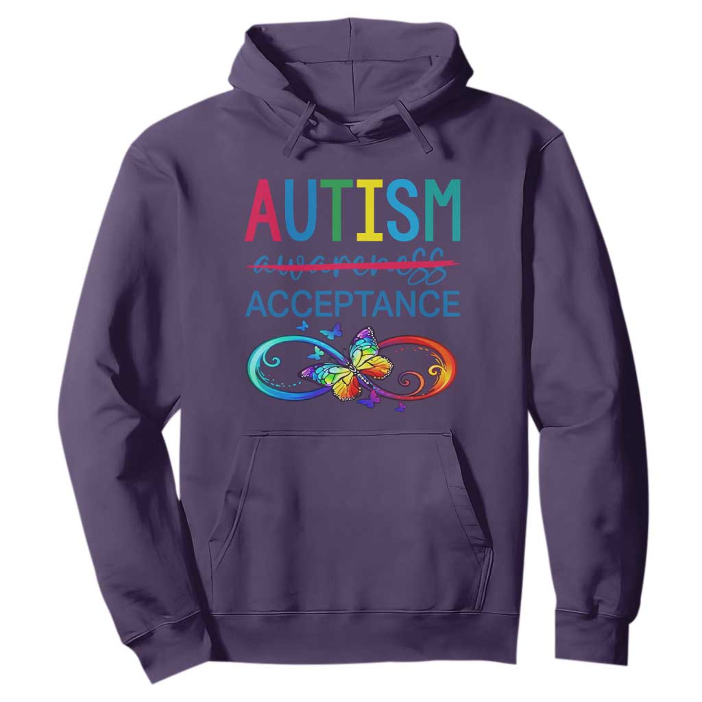 Autism Acceptance Hoodie - Neurodivergent Support Infinity Butterfly Symbol Pullover TS14 Purple Print Your Wear