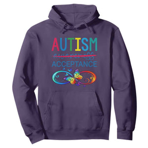 Autism Acceptance Hoodie - Neurodivergent Support Infinity Butterfly Symbol Pullover TS14 Purple Print Your Wear