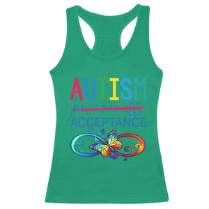 Autism Acceptance Racerback Tank Top Neurodivergent Support Infinity Butterfly Symbol TS14 Irish Green Print Your Wear