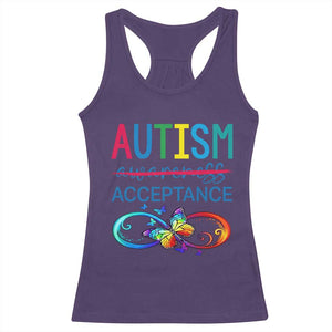 Autism Acceptance Racerback Tank Top Neurodivergent Support Infinity Butterfly Symbol TS14 Purple Print Your Wear