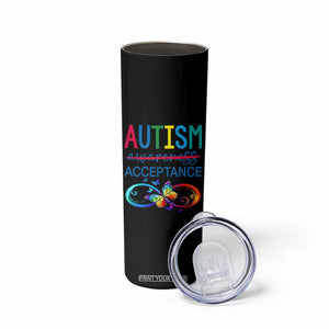 Autism Acceptance Skinny Tumbler Neurodivergent Support Infinity Butterfly Symbol TS14 Print Your Wear