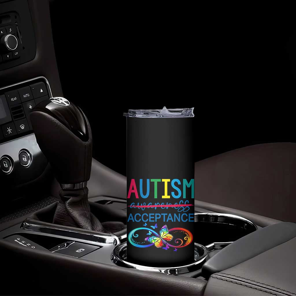 Autism Acceptance Skinny Tumbler Neurodivergent Support Infinity Butterfly Symbol TS14 Print Your Wear
