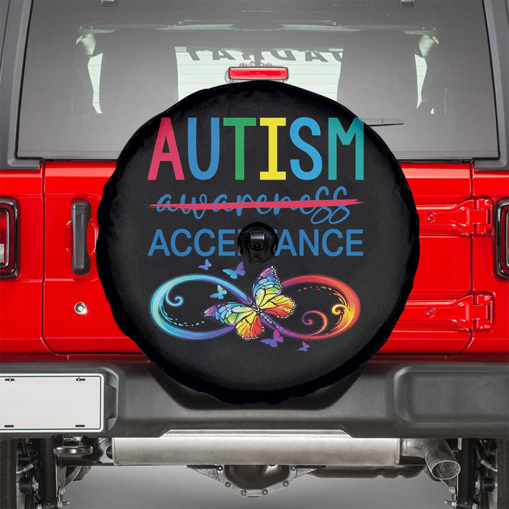 Autism Acceptance Spare Tire Cover Neurodivergent Support Infinity Butterfly Symbol TS14 Black Print Your Wear