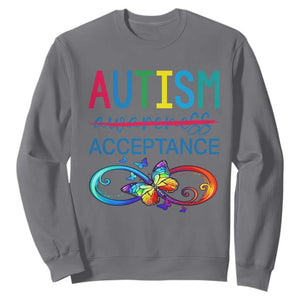 Autism Acceptance Sweatshirt - Neurodivergent Support Infinity Butterfly Symbol TS14 Charcoal Print Your Wear