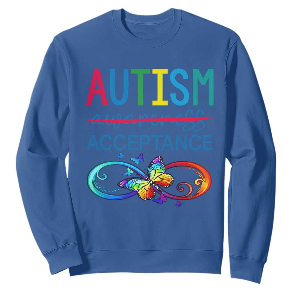 Autism Acceptance Sweatshirt - Neurodivergent Support Infinity Butterfly Symbol TS14 Royal Blue Print Your Wear