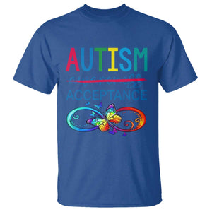 Autism Acceptance T Shirt - Neurodivergent Support Infinity Butterfly Symbol TS14 Royal Blue Print Your Wear