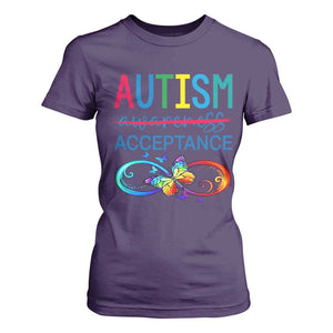 Autism Acceptance T Shirt For Women - Neurodivergent Support Infinity Butterfly Symbol TS14 Purple Print Your Wear
