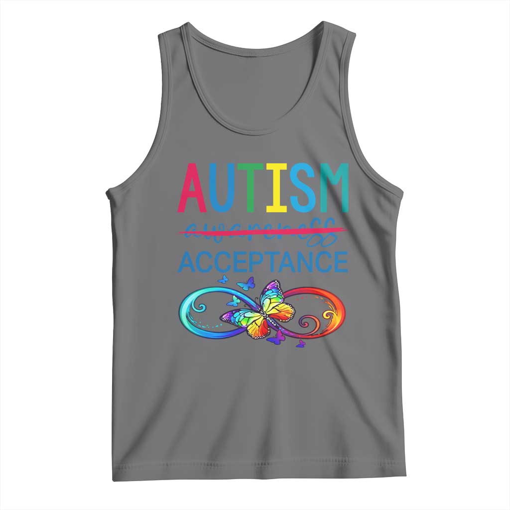 Autism Acceptance Tank Top Neurodivergent Support Infinity Butterfly Symbol TS14 Black Heather Print Your Wear