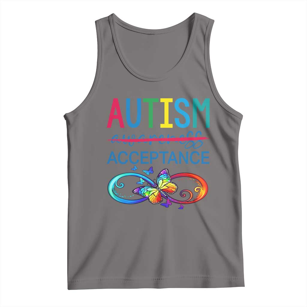 Autism Acceptance Tank Top Neurodivergent Support Infinity Butterfly Symbol TS14 Deep Heather Print Your Wear