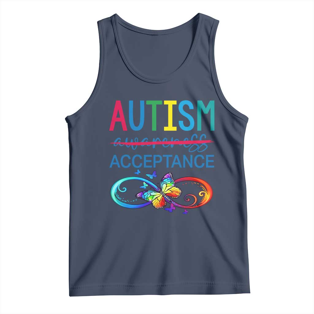 Autism Acceptance Tank Top Neurodivergent Support Infinity Butterfly Symbol TS14 Navy Print Your Wear
