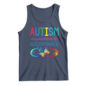 Autism Acceptance Tank Top Neurodivergent Support Infinity Butterfly Symbol TS14 Navy Print Your Wear