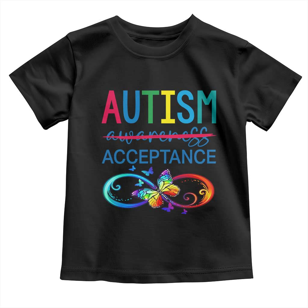 Autism Acceptance Toddler T Shirt Neurodivergent Support Infinity Butterfly Symbol TS14 Black Print Your Wear