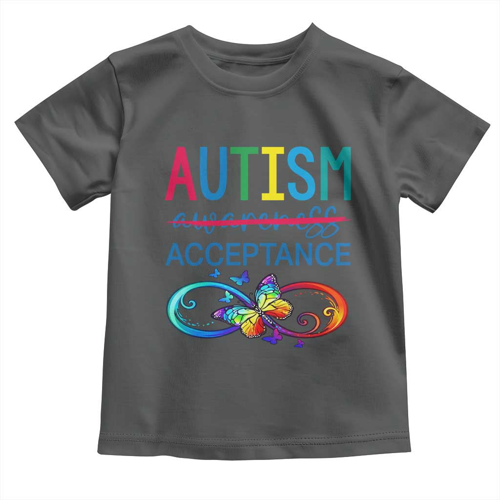 Autism Acceptance Toddler T Shirt Neurodivergent Support Infinity Butterfly Symbol TS14 Dark Heather Print Your Wear