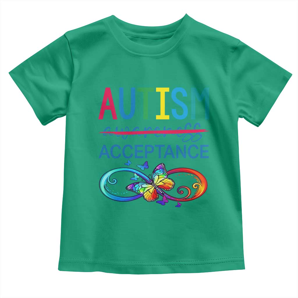 Autism Acceptance Toddler T Shirt Neurodivergent Support Infinity Butterfly Symbol TS14 Irish Green Print Your Wear